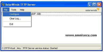 Solarwinds TFTP server configure menu