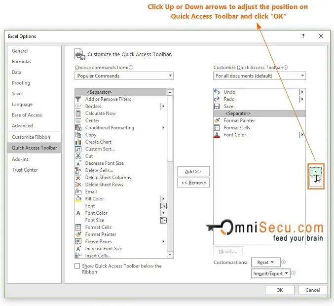 Add separator to Excel Quick Access Toolbar 02