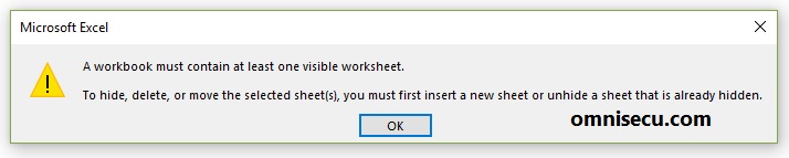 an excel workbook must contain alteast one visible worksheet