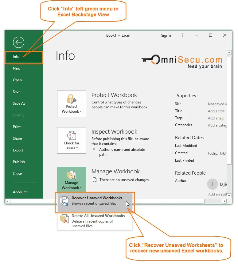 New unsaved Excel file AutoRecovered