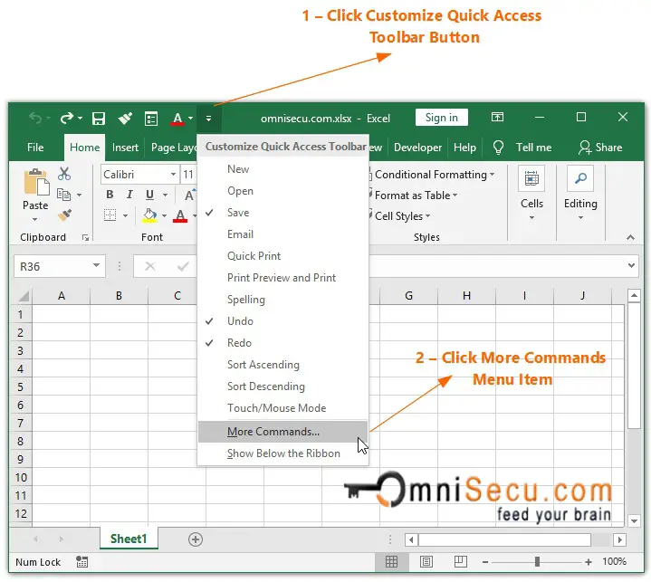 Customize Excel Quick Access Toolbar - QAT