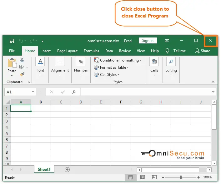 Close Excel application