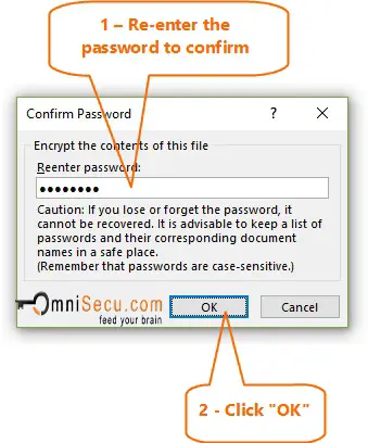 Confirm the password for Excel file to Open