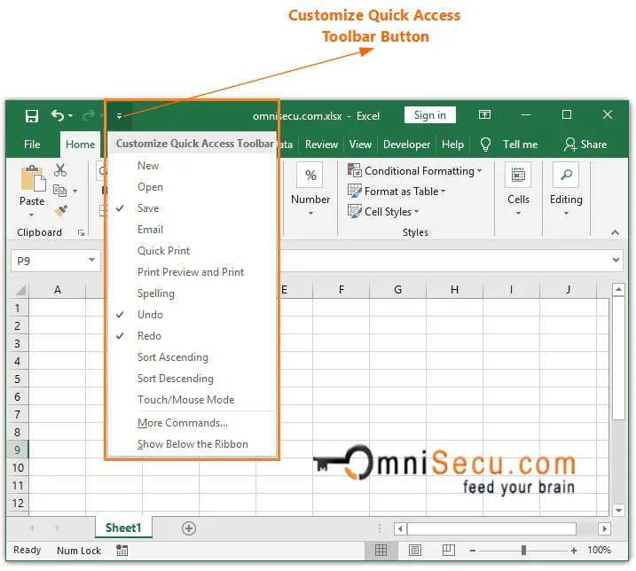 Customize Excel Quick Access Toolbar - QAT