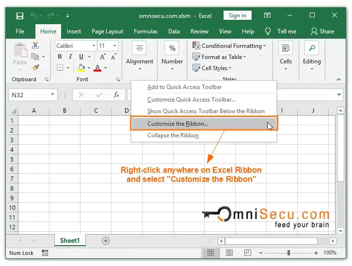 Customize Excel Ribbon