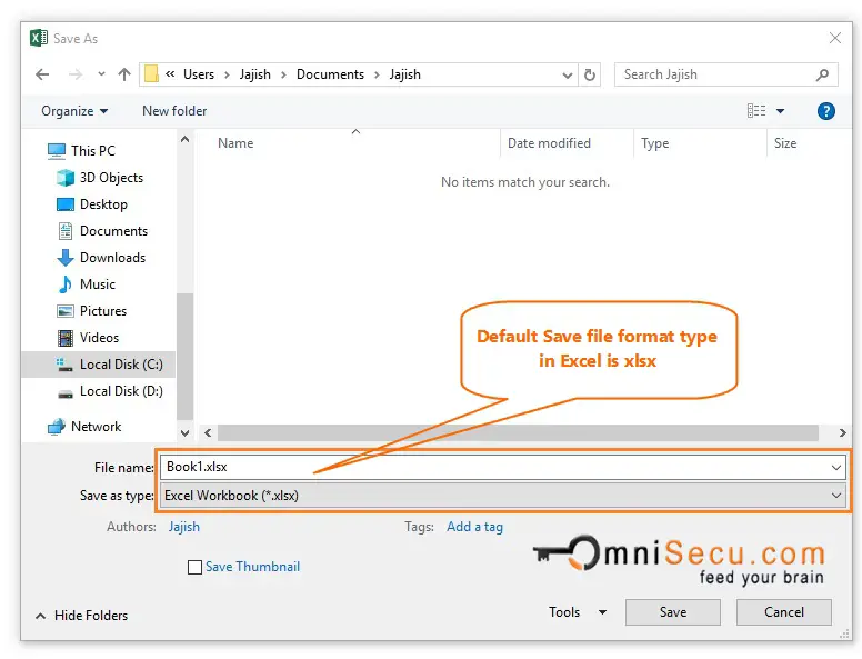 Default Save File Format type in Excel xlsx