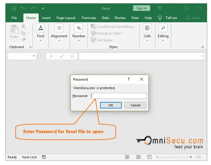 Enter password for Excel file to open