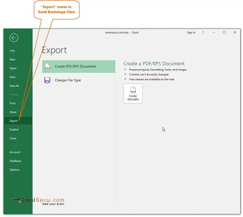 Excel Ribbon Backstage View Export Menu