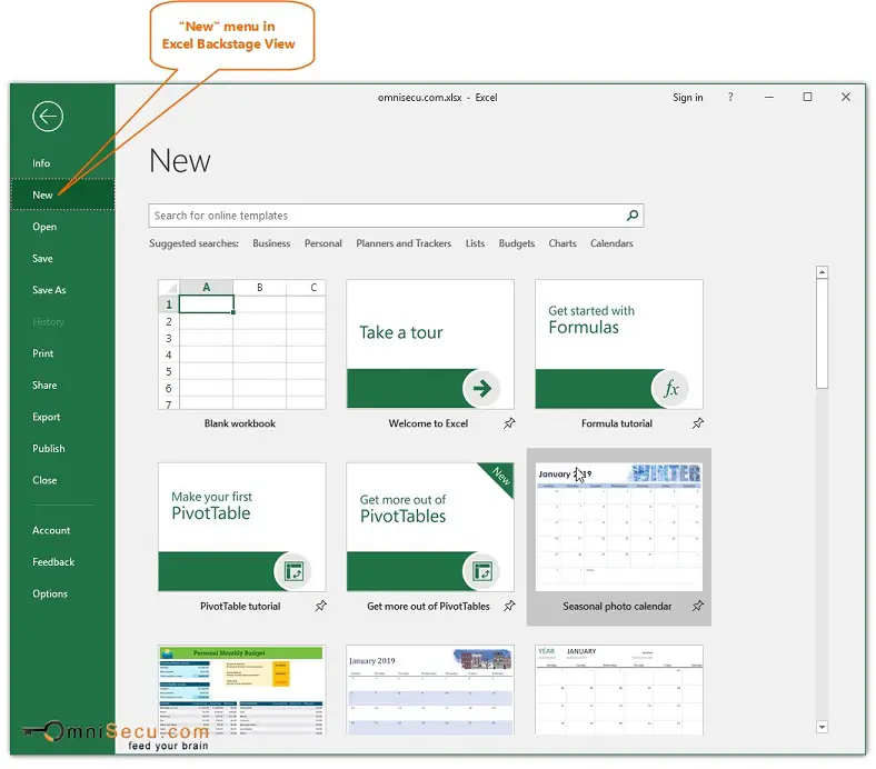 Excel Ribbon Backstage View New Menu