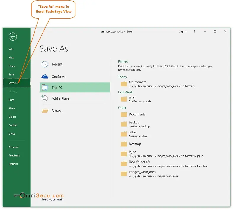 Excel Ribbon Backstage View Save As Menu