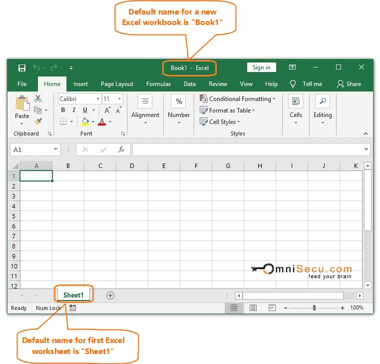 Excel Default Workbook and Worksheet Name