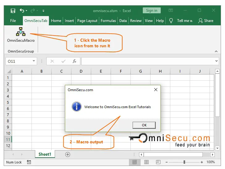 Excel Ribbon Macro Output