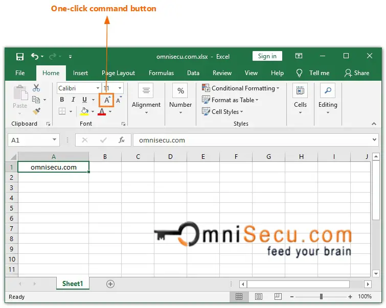 Excel ribbon normal command button