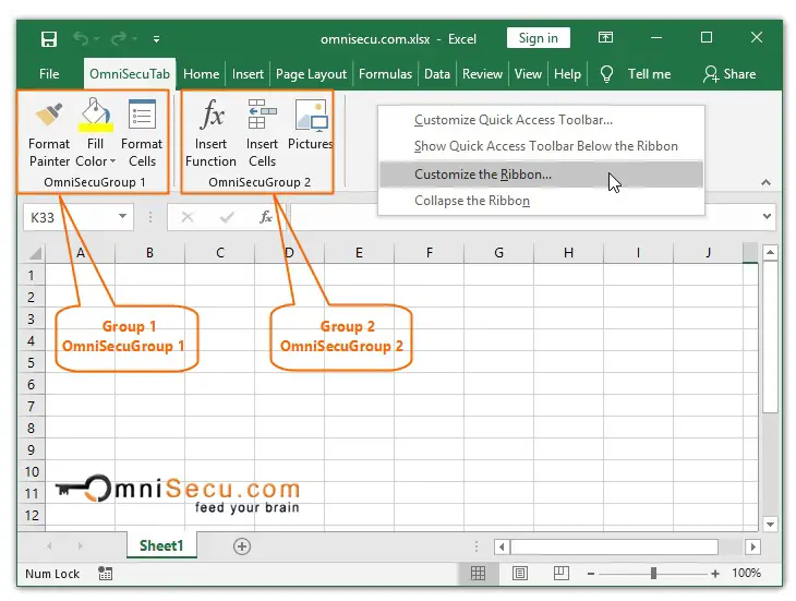 Excel Window Change Ribbon Group position