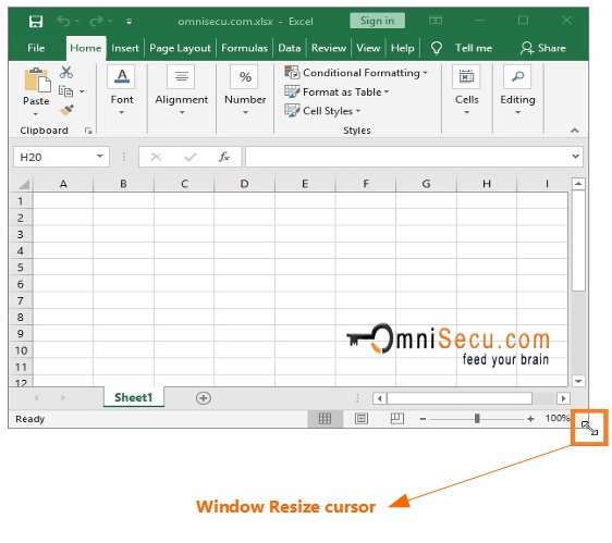 Excel window resize cursor