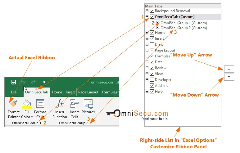 Group Position in Excel Ribbon Tab