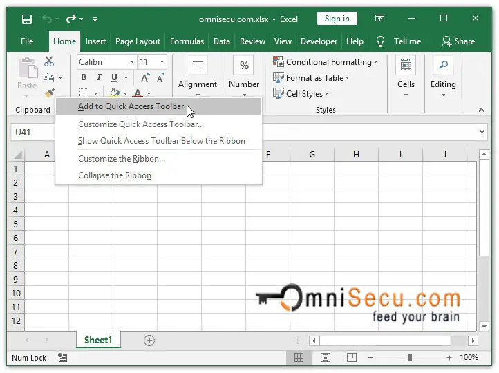 How to add a command quickly to Excel Quick Access Toolbar - QAT
