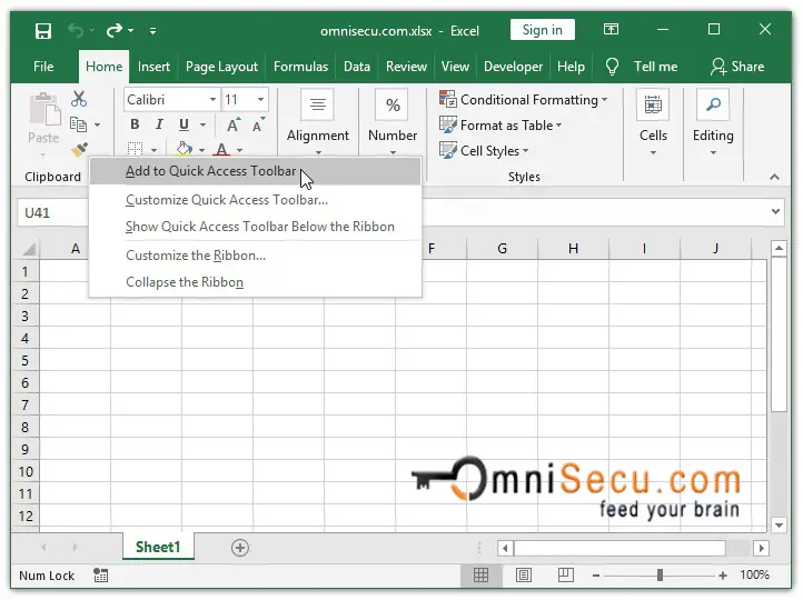 excel 2016 quick access toolbar close command