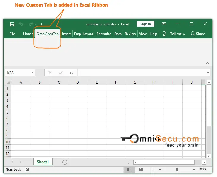 New Custom- Tab in Excel Ribbon