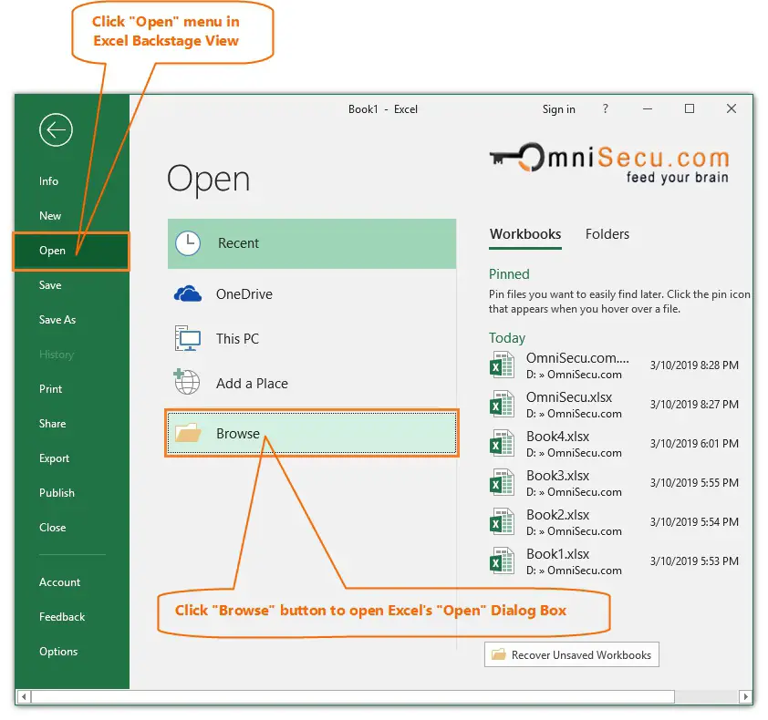 Open Excel open Dialog box