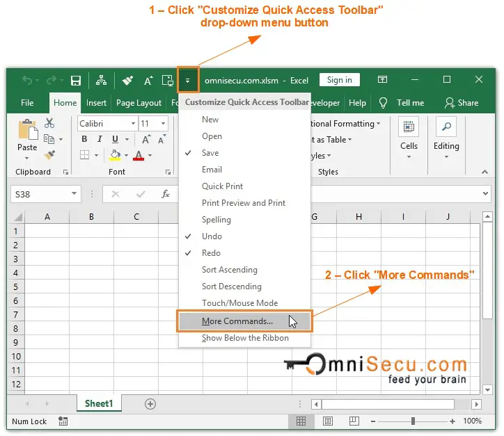 Open Excel Options