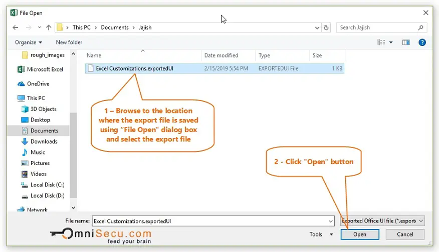 Open Excel Ribbbon Customization file