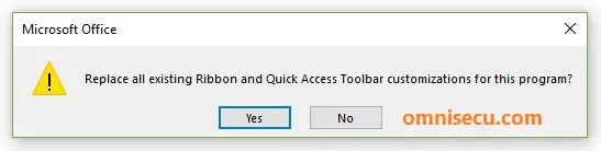 Replace Quick Access Toolbar Customization prompt