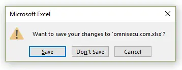Save prompt excel