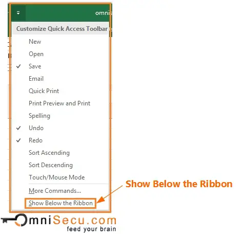 Show Excel Quick Access Toolbar below the ribbon