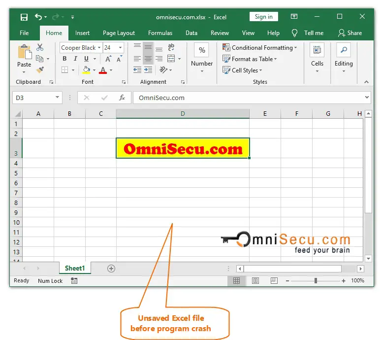 Unsaved Excel file before program crash