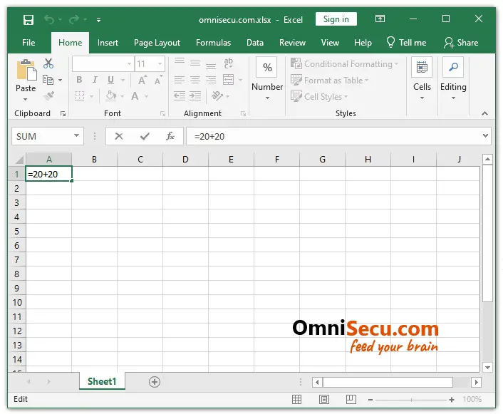 Excel Addition Mathematical Operator