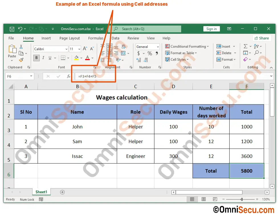 excel formulas using cell references