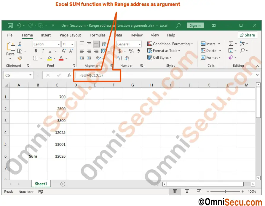 excel function argument range address