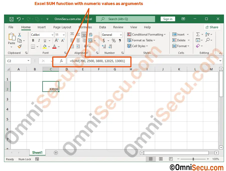 excel function argument numeric values