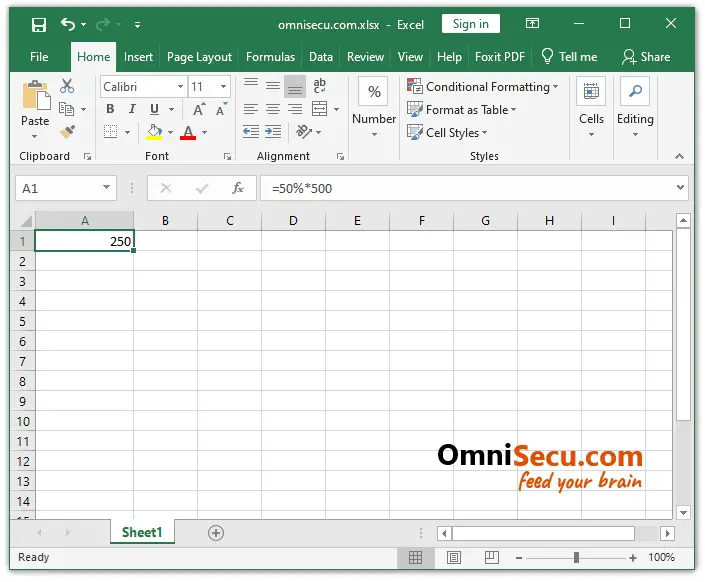 Excel Percentage Mathematical Operator Result