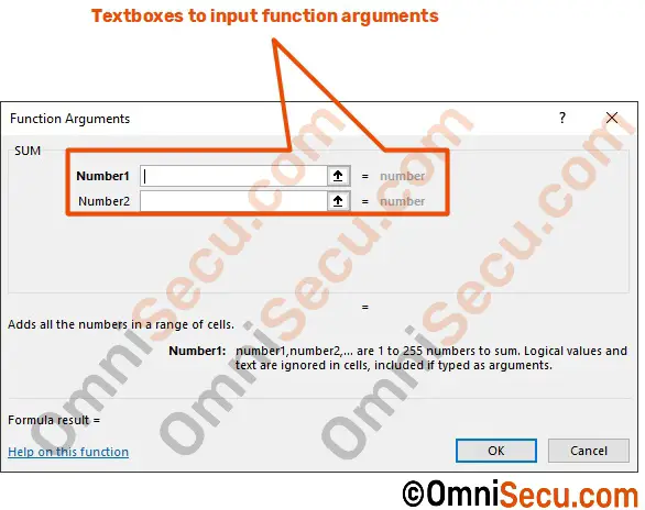 excel function arguments dialog box