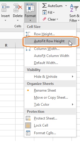 AutoFit Row from Excel Ribbon