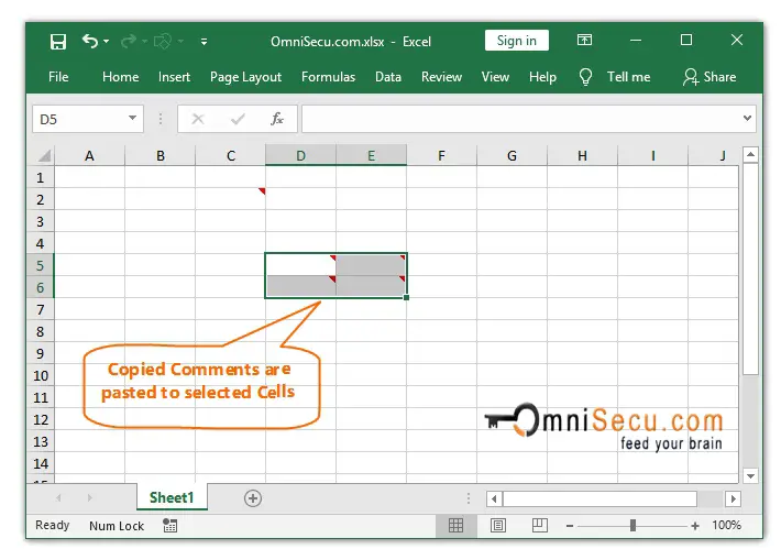  Comments are copied to selected cells