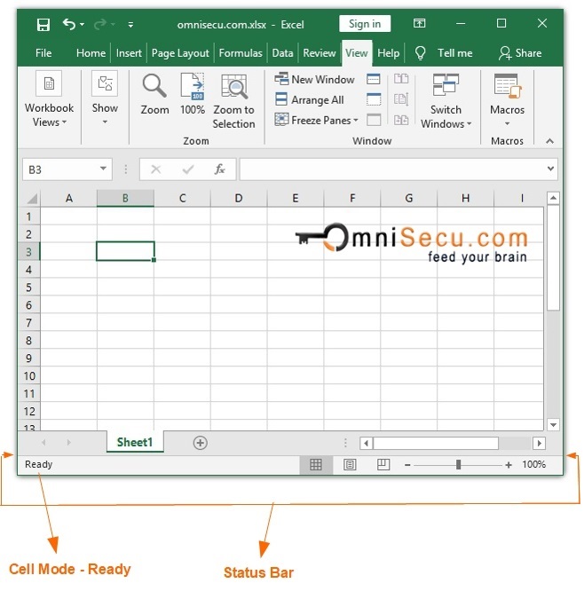 Excel cell mode ready status