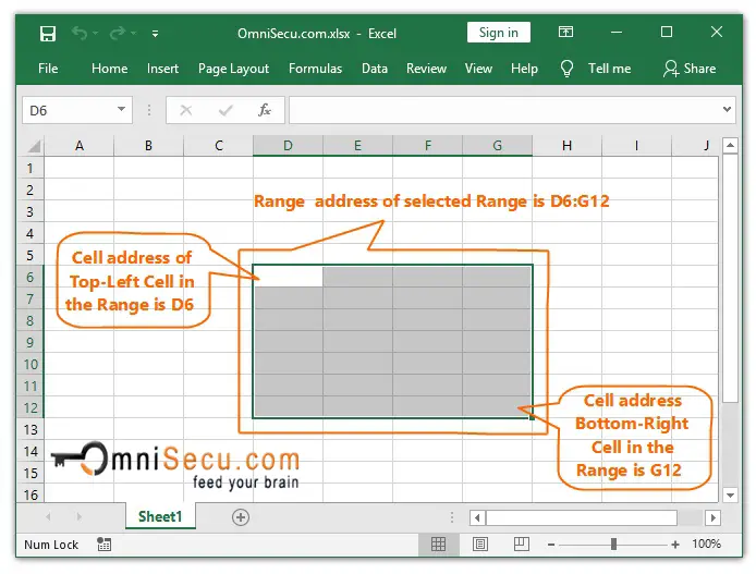 Excel worksheet Range Address