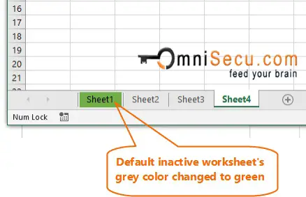 Excel worksheet Tab color changed