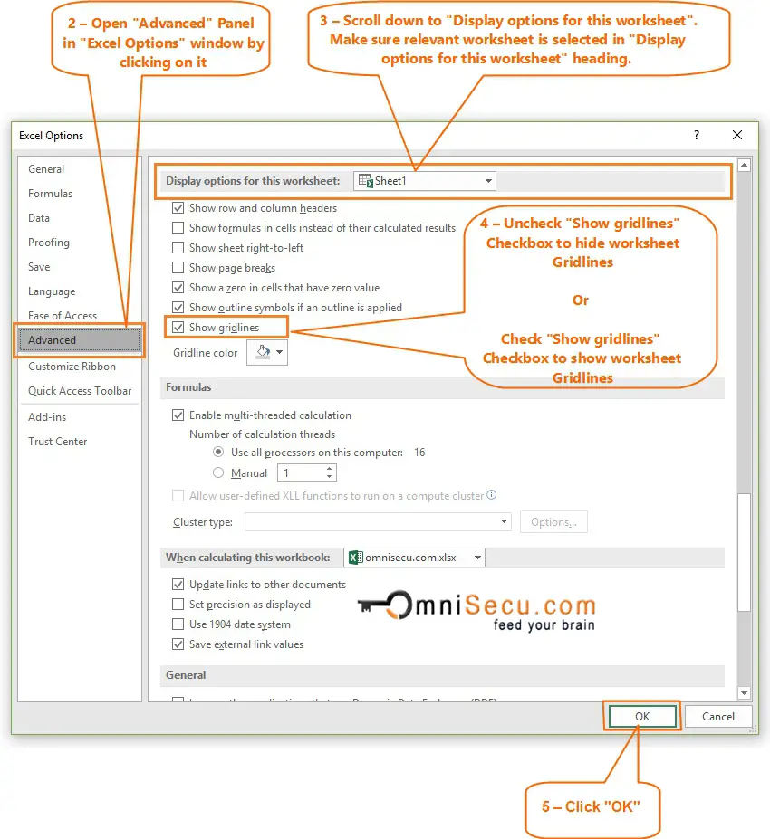 Hide Show Excel Formula bar from Excel Options