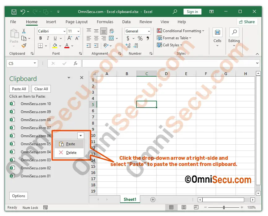 how to copy from excel clipboard