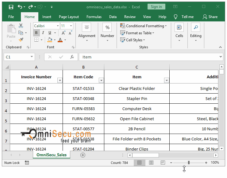  How to insert a single Column in Excel worksheet 