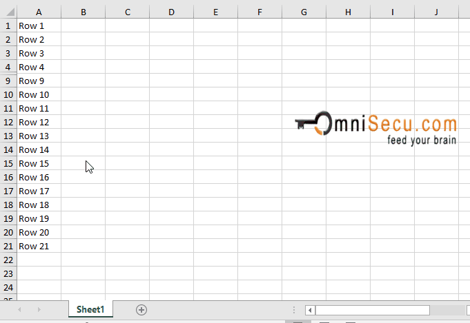 How to unhide hidden Rows in Excel Worksheet