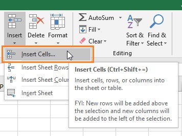  Insert Cells Excel Ribbon Command 