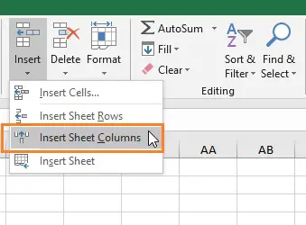  Insert Sheet Columns Excel Ribbon Command 
