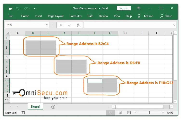 Multiple range selected using Go To dialog box