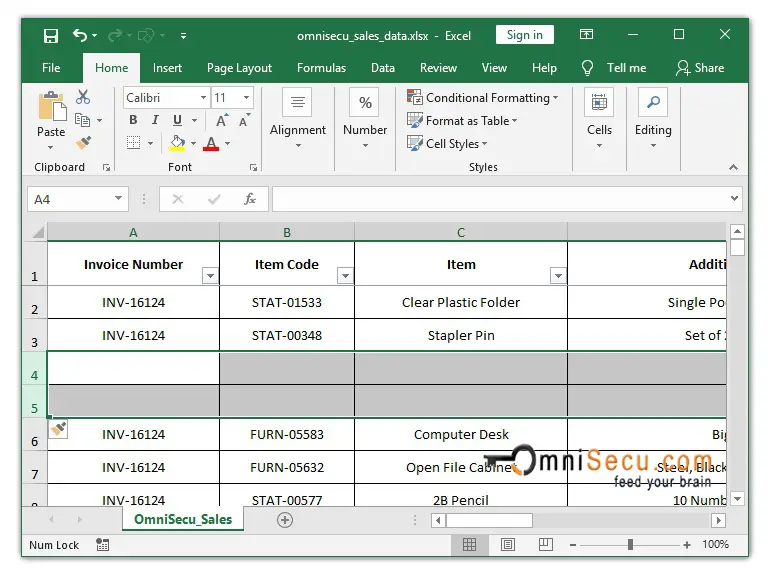  New contiguous Rows are inserted in Excel worksheet 