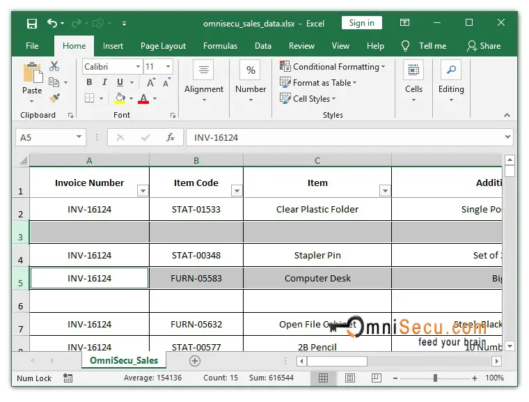  New noncontiguous Rows are inserted in Excel worksheet 